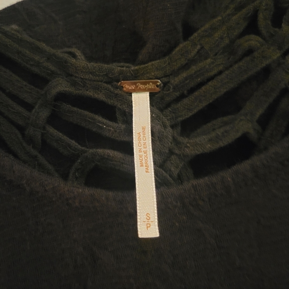 Free People Flared Braided Open Back Black Top - Picture 5 of 5